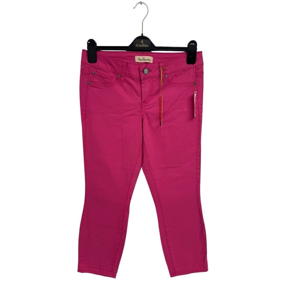 True Freedom Junior Leggy Roll Cuff crop Fuchsia Rose denim pant size 7